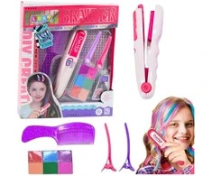 Lean Toys Plaukų dažymo rinkinys su tiesintuvu ir spalvotomis kreidelėmis