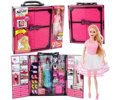 Lean Toys Lėlių spinta su priedais ir didele lėle