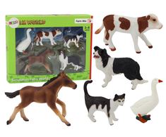 Lean Toys Gyvūnų Figūrėlių Rinkinys 5 vnt. Arklys, Karvė, Katė, Žąsis, Šuo