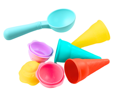 Lean Toys Rožinis smėlio žaislų rinkinys su kibirėliu ir ledų formelėmis, 6 vnt.