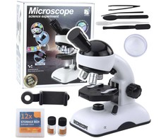 Lean Toys Mokomasis mikroskopas 1200x su telefono laikikliu