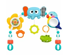 Lean Toys Sensory Arch with Elephant for Crib, Car Seat, Stroller, Mirror, Rattle