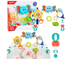 Lean Toys Sensory Arch with Elephant for Crib, Car Seat, Stroller, Mirror, Rattle