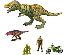 Lean Toys Set Dinosaur T-Rex Movable Hunter Motor Figures Accessories Sounds