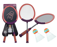 Lean Toys Badmintono rinkinys: 2 raketės ir 2 plunksnos (rožinės spalvos)