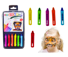 Lean Toys 6 Spalvotų Veido Dažymo Kreidelių Rinkinys