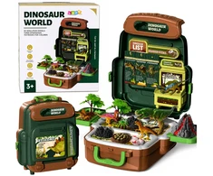 Lean Toys Set of Dinosaurs in a Backpack, Suitcase, Figures, Educational Cards, Accessories, 30 pcs.