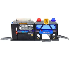 Lean Toys Išplečiamas žaislinis garažo rinkinys lagamine su policijos šviesomis, 56x23x18 cm