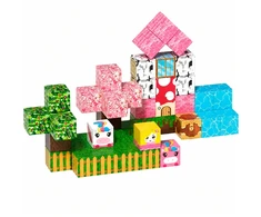 Lean Toys Magnetinių kaladėlių rinkinys su vienaragių motyvais, 50 vnt.