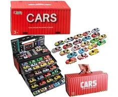 Lean Toys Žaislinių Automobilių Rinkinys su Dėklu, 48 vnt.