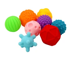 Lean Toys Sensorinių kamuoliukų rinkinys su įvairiomis tekstūromis, 8 vnt.