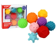 Lean Toys Sensorinių kamuoliukų rinkinys su įvairiomis tekstūromis, 8 vnt.