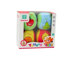 Lean Toys 4 spalvotų minkštų kamuoliukų rinkinys vaikams su vaisių raštais