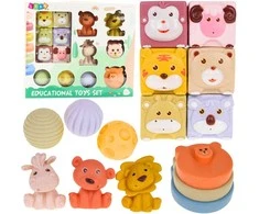 Lean Toys Minkštos sensorinės kaladėlės 18 vnt.
