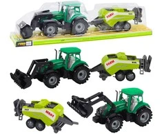 Lean Toys Žalias traktorius su krautuvu ir presu vaikams