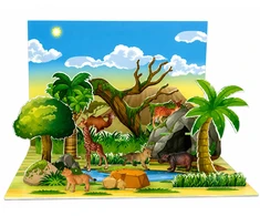 Lean Toys Set of Wild Animals Figures Fox Giraffe Hippo Deer Park 3D Board