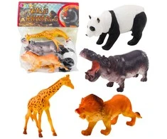 Lean Toys Laukiniai gyvūnai figūrėlės rinkinys: liūtas, žirafa, panda, begemotas, 4 vnt.