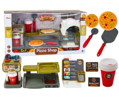 Lean Toys Vaikų žaidimų rinkinys „Picerija“ su kasa ir kavos aparatu