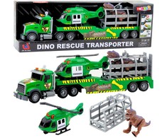 Lean Toys Dino gelbėjimo sunkvežimis su sraigtasparniu ir dinozauru