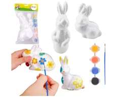 Lean Toys Rinkinys Putplasčio dekoracijų rinkinys, 4 zuikučiai, teptukas