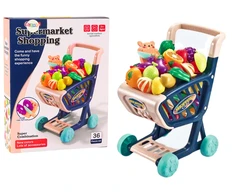 Lean Toys Vaikiškas pirkinių vežimėlis tamsiai mėlynas