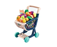 Lean Toys Vaikiškas pirkinių vežimėlis tamsiai mėlynas