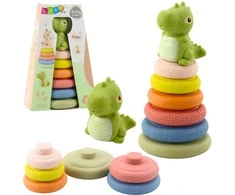 Lean Toys Sensorinė piramidė vaikams su dinozauru, ECO guminė