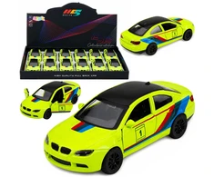 Lean Toys Žaislinis sportinis automobilis su inerciniu mechanizmu ir atidaromomis durimis, geltonas, 12,5 x 5 x 4 cm