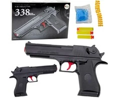 Lean Toys Sportinis pistoletas 338 modeliui su geliniais kamuoliukais ir putų strėlėmis