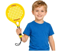 Lean Toys Paplūdimio teniso rinkinys geltonas ir baltas
