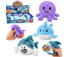 Lean Toys Sensorinis pliušinis žaislas su vandens rutuliukais, jūrų gyvūnai, 6 × 6 cm