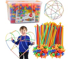 Lean Toys Konstrukciniai šiaudeliai 1000 vnt. spalvotas rinkinys