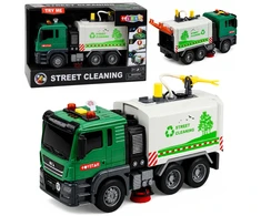 Lean Toys Žaislinė gatvių šlavimo mašina su vandens purškimo funkcija, 1:14