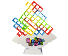 Lean Toys Tetrio Balansavimo Žaidimas su Bokštu ir Spalvotomis Kortelėmis