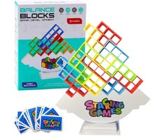 Lean Toys Tetrio Balansavimo Žaidimas su Bokštu ir Spalvotomis Kortelėmis