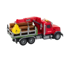Lean Toys Raudona medienos gabenimo sunkvežimio žaislas su kranu 1:14