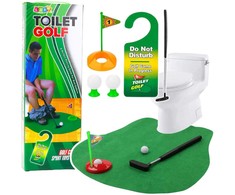 Lean Toys Tualeto golfo rinkinys su kilimėliu ir lazda