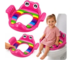 Lean Toys Vaikiškas tualeto sėdynės įdėklas su minkšta sėdyne ir rankenomis, rožinis, 38 × 35 cm