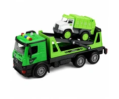 Lean Toys Tow Truck Garbage Truck Vehicle Set Lights Sounds Žalias