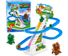 Lean Toys Dinozaurų trasa su judančiais laiptais ir šviesos efektais, 19,5 × 15 × 8,5 cm