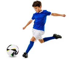 Lean Toys Treniruočių futbolo kamuolys žolei, baltas, su raštais, 22 cm, 5 dydis