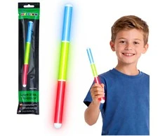 Lean Toys Trijų spalvų fluorescencinis švytintis lazdelės žaislas, skirtas vakarėliams ir lauko renginiams, 31,5 cm