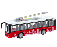 Lean Toys Troleibusas 1:16 Šviesos Garsai Baltas/Raudonas