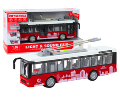 Lean Toys Troleibusas 1:16 Šviesos Garsai Baltas/Raudonas