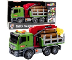 Lean Toys Medienos transportavimo sunkvežimis su kranu, 1:14