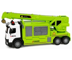 Lean Toys Sunkvežimis su kranu ir transporto platforma žalia 4 vnt.
