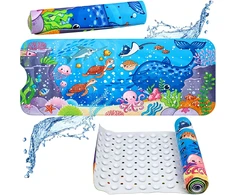 Lean Toys Underwater World Non-Slip Bathtub Mat with Suction Cups 100x40 cm