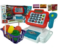 Lean Toys Vaikiška žaislinė kasa su skaičiuotuvu ir priedais