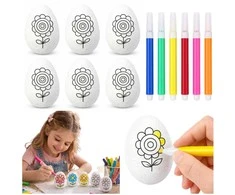 Lean Toys Jajka Velykiniai putplasčio kiaušiniai dažymui žymekliais, gėlių raštas C, 6 vnt.