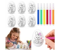 Lean Toys Jajka Velykiniai putplasčio kiaušiniai dažymui žymekliais, zuikio raštas, C, 6 vnt.